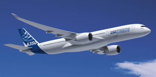 The Airbus A350 XWB is 53% composite. First flight is expected to take place in mid 2012.