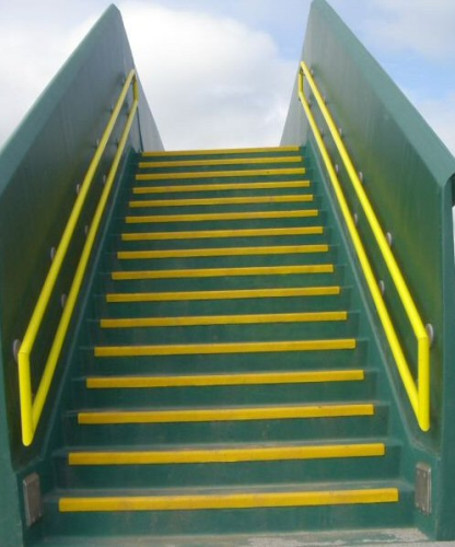 The installed composite bridge steps. (Picture courtesy of Birse Rail/AM Structures.)