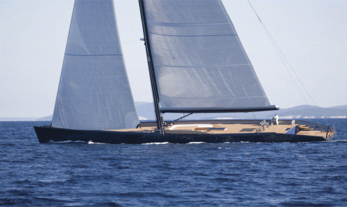 The Esense, a 43 m high-performance sloop characterised by the innovative design both on deck and below deck.