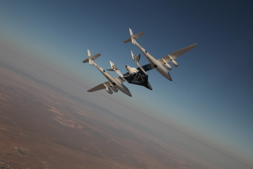 SpaceShipTwo (VSS Enterprise) made its first crewed flight on 15 July at Mojave Air and Spaceport, California.