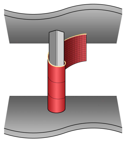 Figure 5: Steel column encased in a cylindrical seamless structural jacket constructed with super laminate.