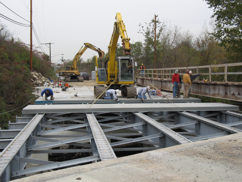 CA’s bridge panels can be placed using light equipment such as excavators.