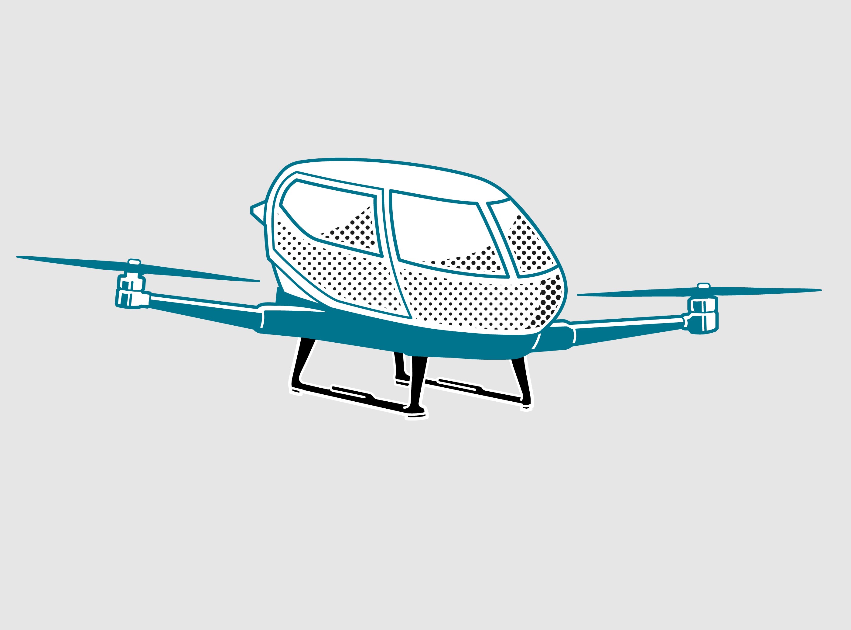 Design of air taxi (anonymized) with landing gear made of carbon fiber based composites.