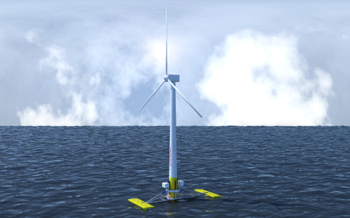 Green Ocean Energy's Wave Treader is a wave power machine which attaches to an offshore wind turbine.