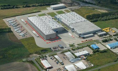 The Nordex Rostock plant, with the new production hall highlighted in red.
