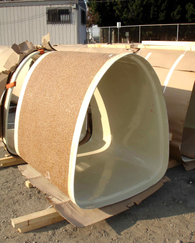 Custom sewer liner panels moulded with an outer layer of Vipel unsaturated polyester and inner layer of Vipel vinyl ester.