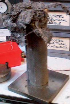 Figure 6. Image of a demonstrator crush tube, after quasi-static testing at 18mm per second.