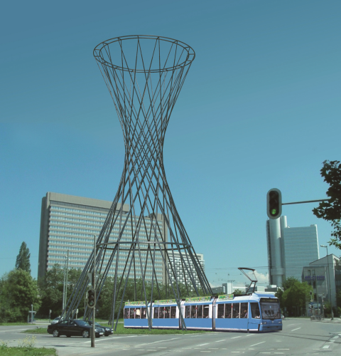The 'Mae West' sculpture is planned for erection in November 
2010 in the Effnerplatz, Munich, consists of 40 m long carbon fibre reinforced composite tubes made using Sika's Biresin CR84 epoxy resin.