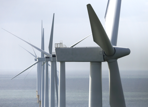 Siemens wind turbines at Burbo Banks offshore wind farm.