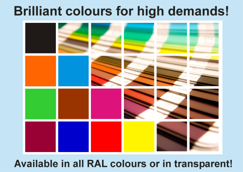 HP-Textiles' IMC (in-mould coating)/MTI (membrane tube infusion) process is available in all RAL colours.