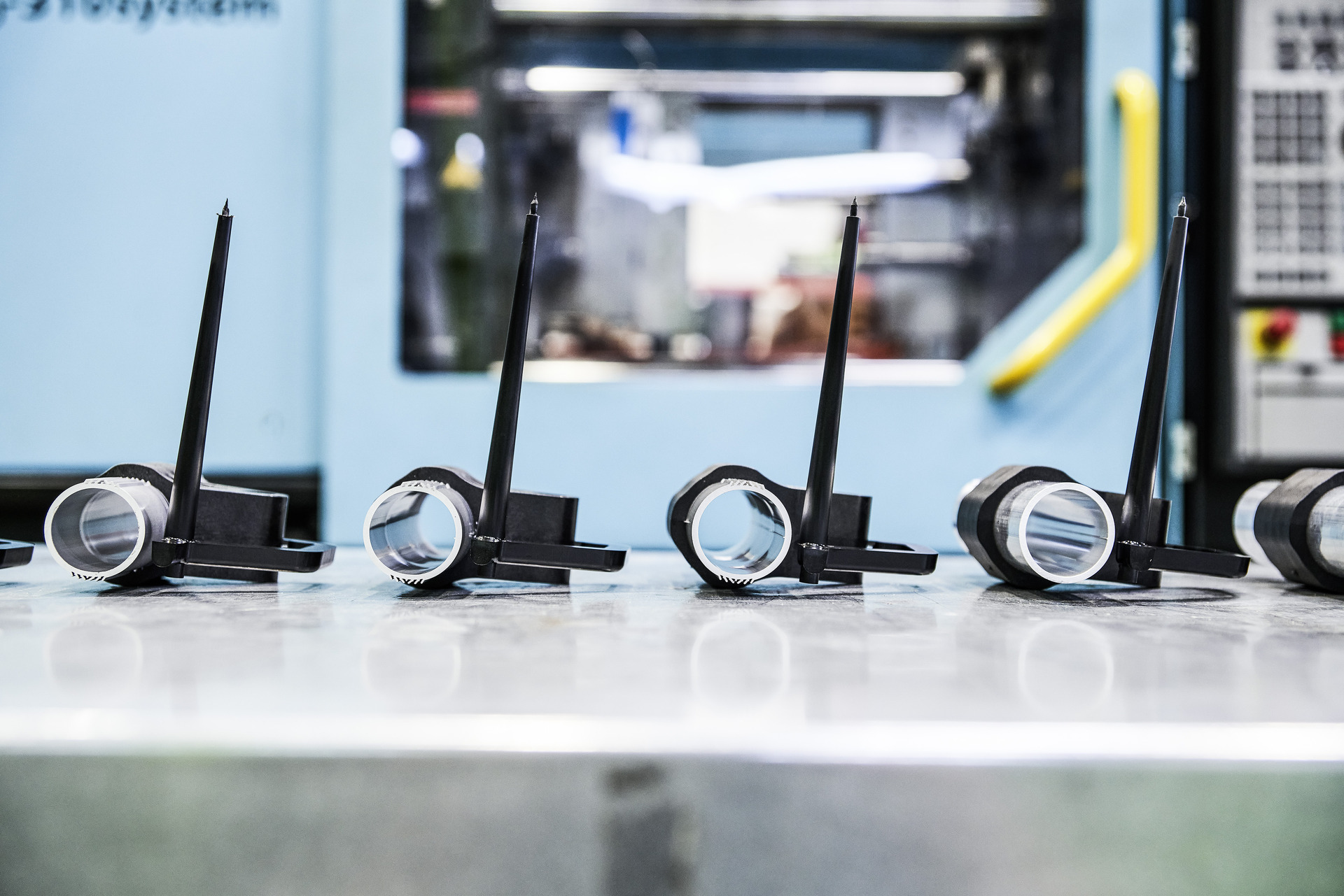Demonstrator components produced at Lanxess using hollow-profile hybrid technology. (Photo courtesy Lanxess.)