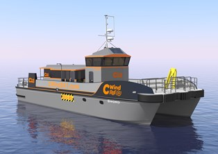 The CTruk MPC22 is a 22 m multi-purpose catamaran with 7.5 m beam and 1.25 m draft constructed from fiber-reinforced plastic (FRP) composite for weight-saving strength.