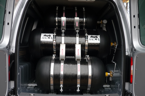 The MCS tanks in the VW Caddy.