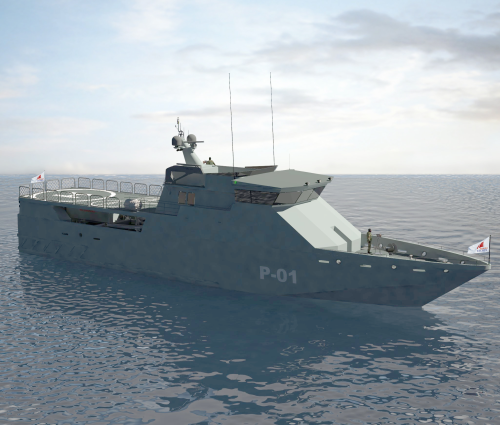 The Protector 45 m fast patrol boat.