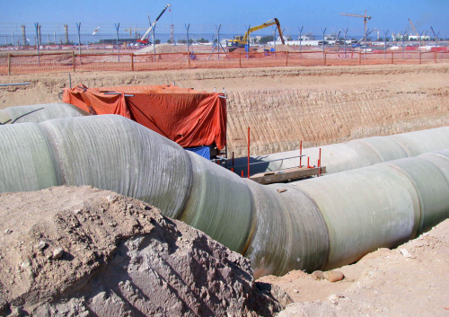The project included elbows and connectors for above- and below-ground pipe.