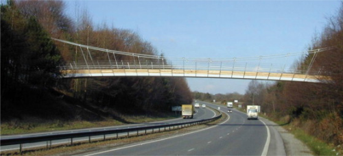 Figure 2. The Halgavor footbridge spanning the A30 with an FRP moulded deck.