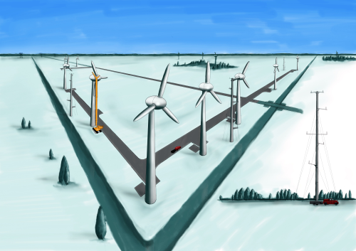 Artist's impression of the wind turbine test site.