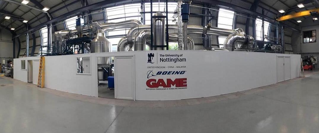 University of Nottingham/Boeing fluidized bed pilot plant for recycling CF.