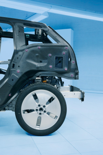 In the BMW i3 trial the ONSERT joining technology was used to fix cables, cladding and other components. The BMW i3 has a CFRP monocoque. (Picture courtesy of BMW.)