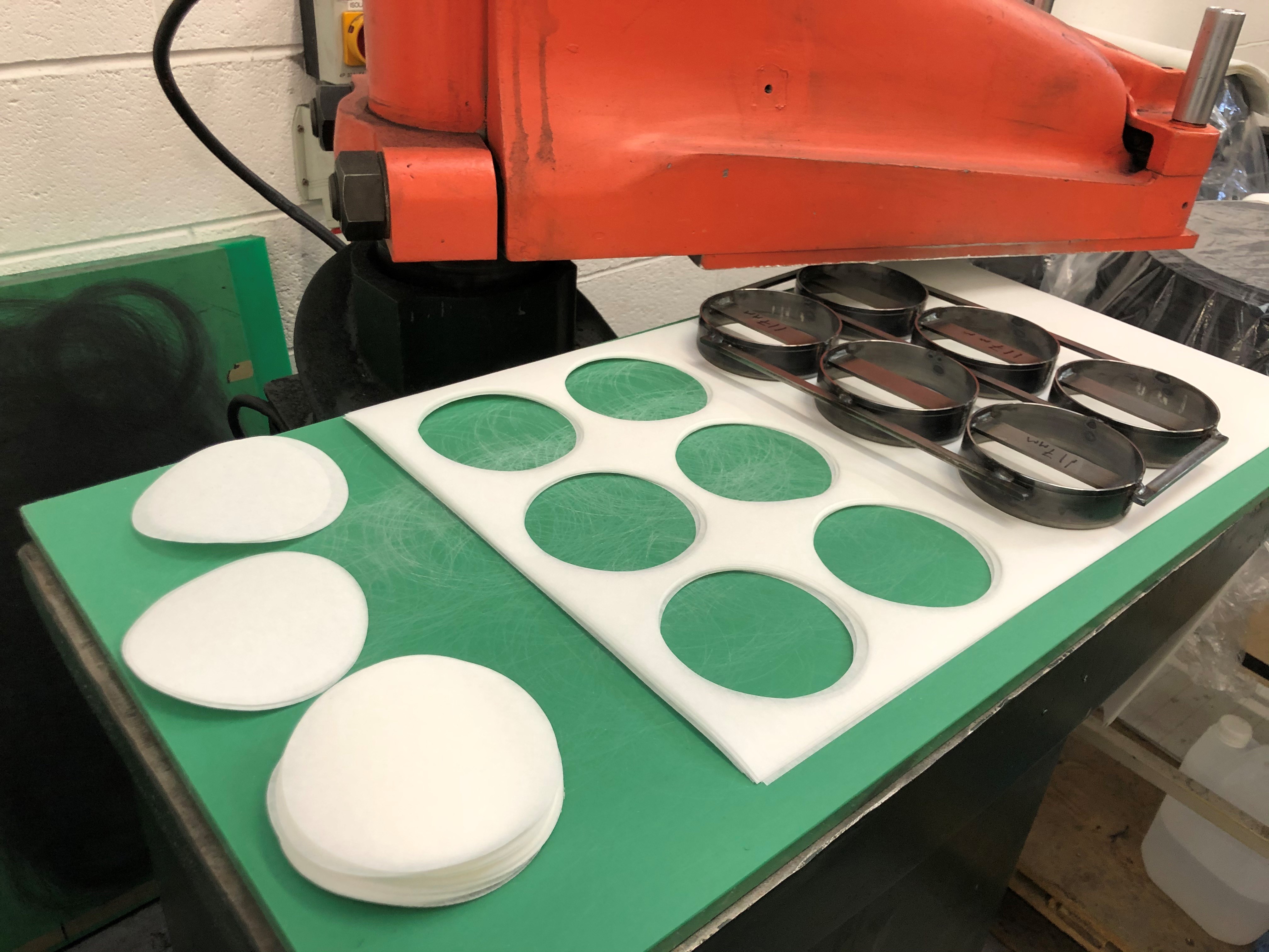Composites slitting company Bindatex has reconfigured its production to begin die cutting discs to make filters.