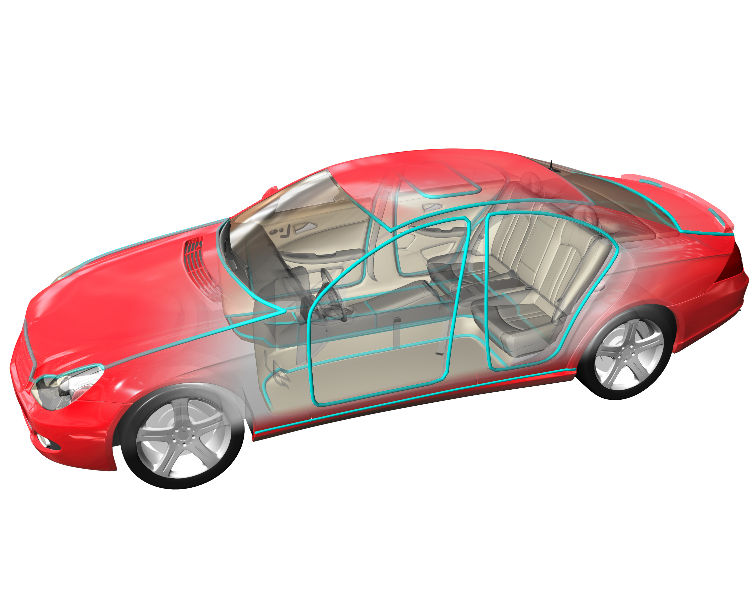 The green line shows the typical application areas of Betaforce adhesives in passenger cars.