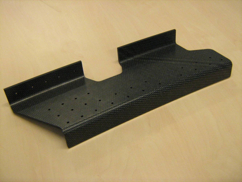 Aircraft fuselage clip fabricated by DTC from carbon fibre PPS sheet.