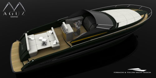 Aguz Marine produces motorboats based on designs developed by Ferragni Tollini & Yacht Design.