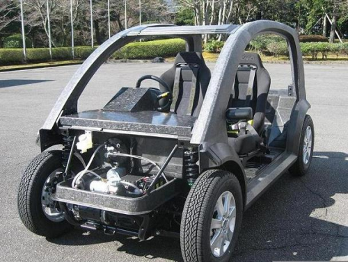 Teijin's electric concept car has a body structure made entirely from thermoplastic CFRP.