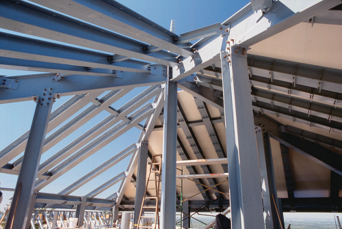 Strongwell’s Extren® structural beams were selected for this technology building because the FRP material does not block radio frequency waves.