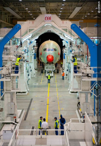 Fuselage sections for the third A350 XWB were joined at the A350 XWB Final Assembly Line in Toulouse. (Picture © Airbus.)