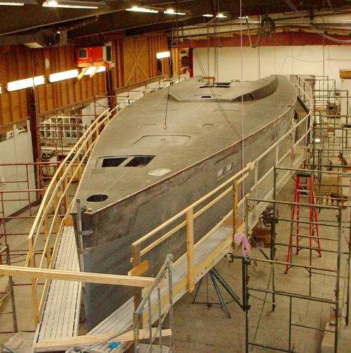 The boat under construction.
