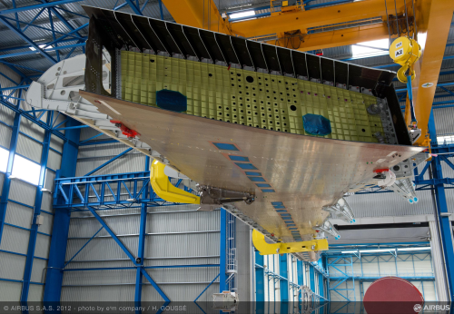 The A350 XWB wings are made at Airbus’ site in Broughton, Wales, UK. (Picture © Airbus S.A.S 2012. Photo by H. Goussé.)