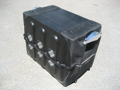 The battery housing surrounds the battery.