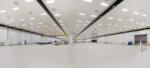The clean room area in the new composite wing manufacturing and assembly facility at Bombardier Aerospace, Belfast.