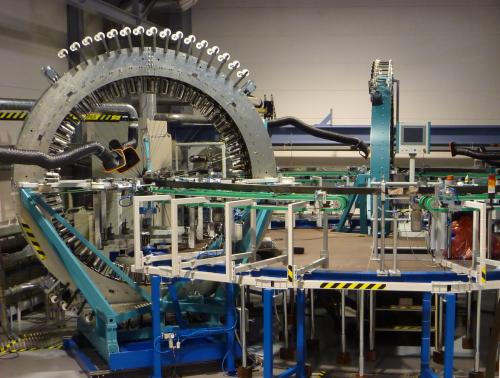 Automated preform production line for carbon fibre reinforced plastic (CFRP) aircraft frames.