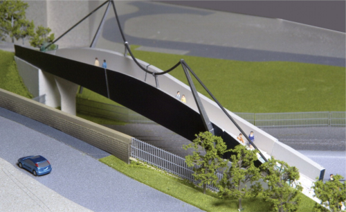 Figure 8. Model of the new Haughton Road FRP footbridge. (Picture courtesy of White Young Green.)