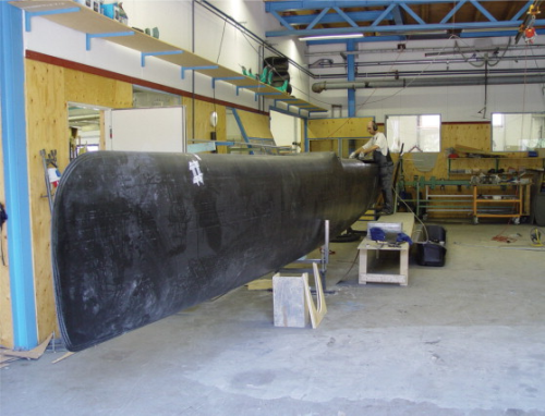 One of the hulls in production.