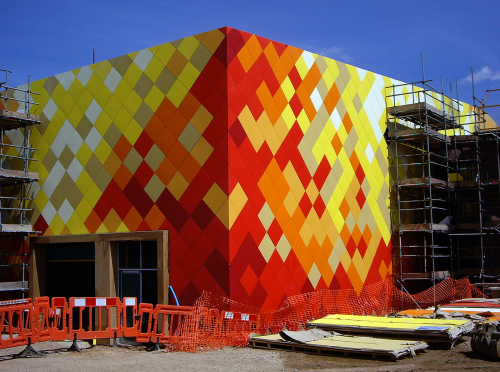Multi-coloured panels from Steni UK provide a most distinct appearance for this school building in York.