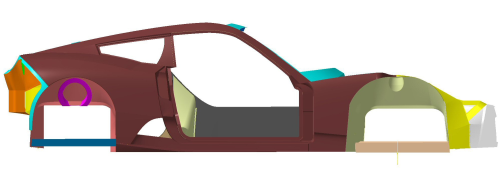 Model showing the assembly of 24 individual components on a carbon fibre composite car. (Picture courtesy of Helsinki Metropolia University of Applied Sciences.)