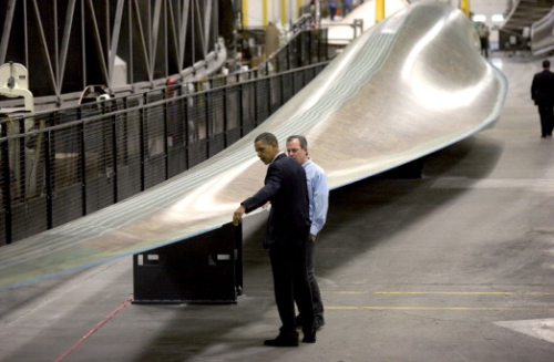 US President Obama visited Siemens' rotor blade plant in Iowa in 2010.