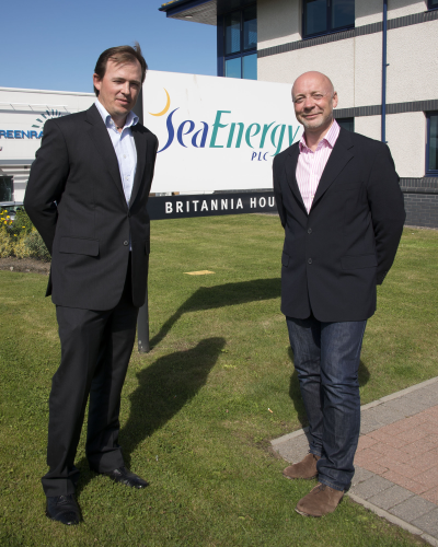 Aberdeen Business School academic Sean Huff (left) and SeaEnergy CEO John Aldersey-Williams (right).