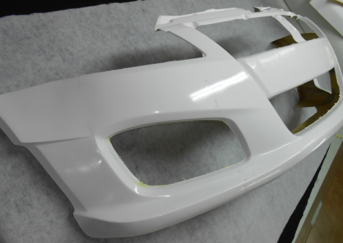 Re-engineered new front bumper and wing sections of the Suzuki S1600 rally cars, fabricated using white Crystic® 97PA spray gelcoat and then vacuum bagging Crestapol® 1250LV acrylic resin reinforced with Aramid and Silionne glass fabrics.