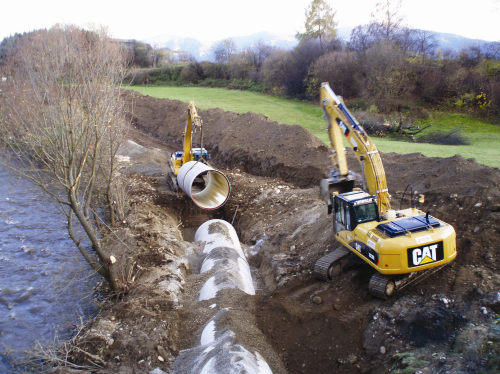 HOBAS Pressure Pipes DN 2400 were installed at the estuary of the rivers Pöls and Mur.