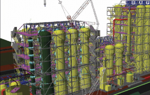 A 3D model of the Goro Nickel primary solvent extraction plant. (Source: Bateman).