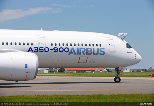 The aircraft landed back at Toulouse-Blagnac Airport at 2:05 p.m. local time on 14 June 2013 after successfully completing its first flight, which lasted four hours and five minutes. (Picture © Airbus.)