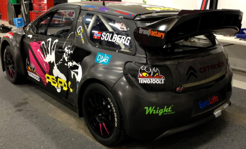 Solberg's car, fitted with the composite panels.