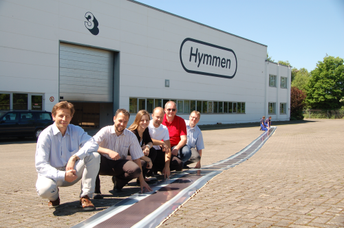 The flexible solar module produced on Hymmen machinery.