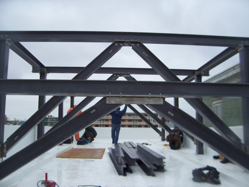 Installation of the composite support structure.