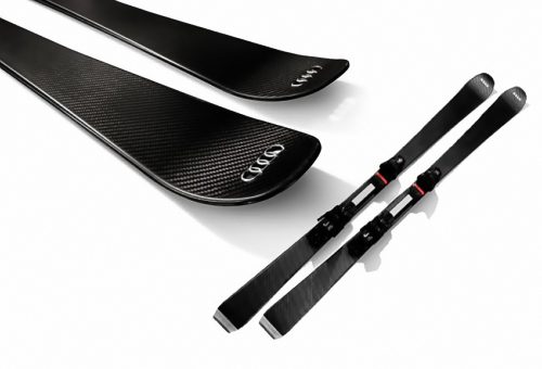 High-performance skis from Audi Carbon Skis feature a wood core with layers of aluminium and titantium encased in a CFRP laminate.