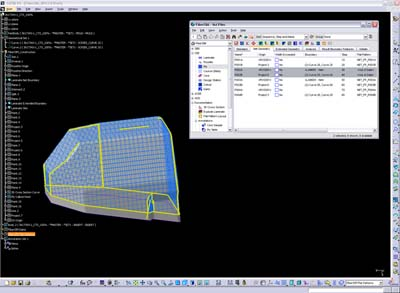 An example of an auxiliary power unit plenum being designed with FiberSIM software during a CAD modelling session.